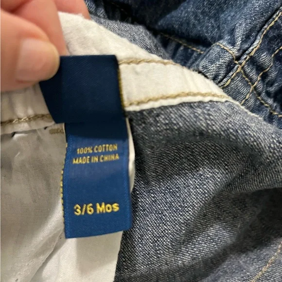 OshKosh B'gosh Denim Baby Overall Dress Cowgirls Wanted Embroidery Vintage 3/6MO - Picture 8 of 9